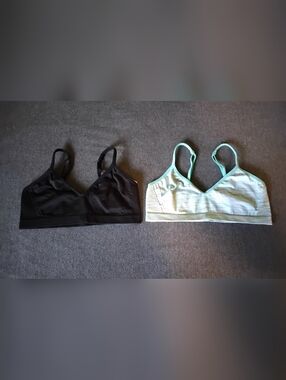 Justice Girls Training Bra Bundle Sz 30 (7/8) Black & Teal Soft Bras 2 Pack